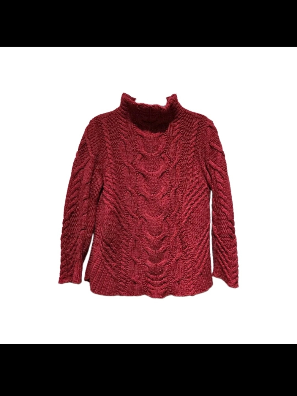 Aran Crafts Red Cable Knit Turtleneck Sweater